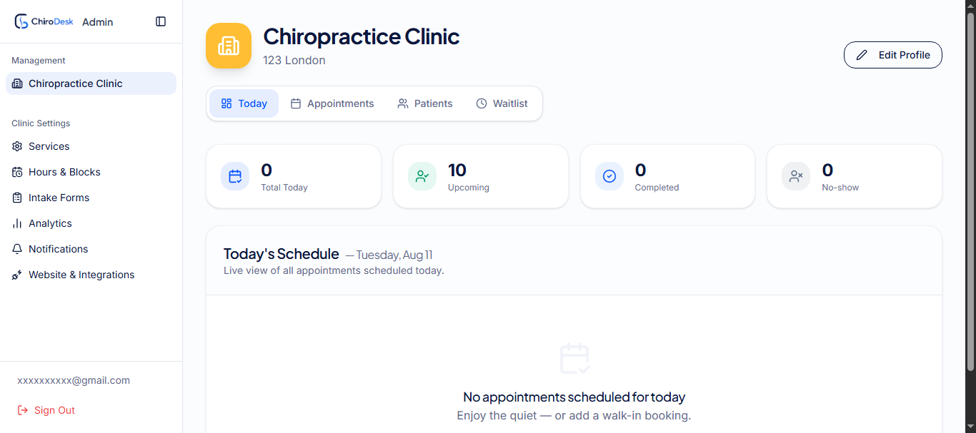 CareFlow dashboard